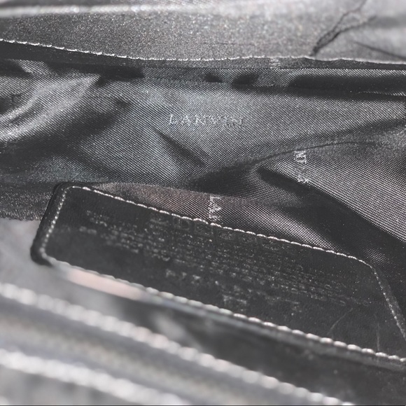 Lanvin Vintage Monogram Logo Textile Clutch Tan Beige Wristlet NWT - Picture 8 of 11